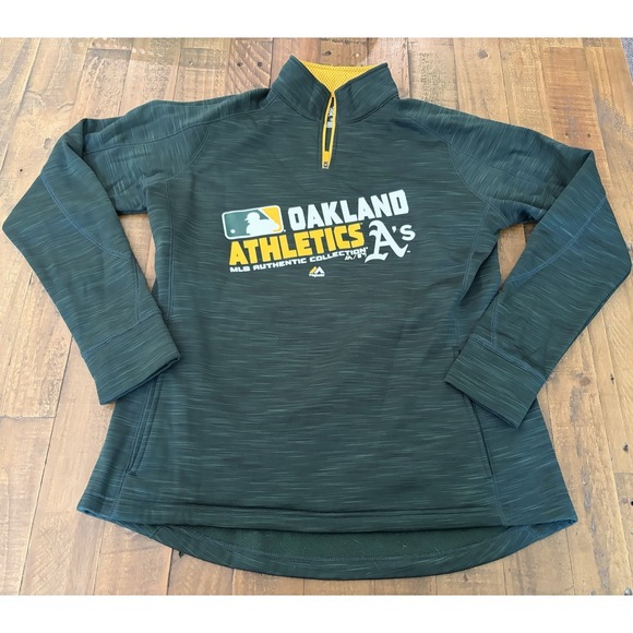 Majestic Jackets & Blazers - Women's XL Oakland Athletics A's Majestic 1/4 Zip Pullover Jacket Green MLB